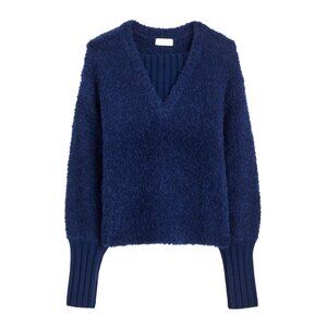 NWT Alexa Chung for Madewell Bobbie Sweater in Navy Blue Alpaca Boucle M